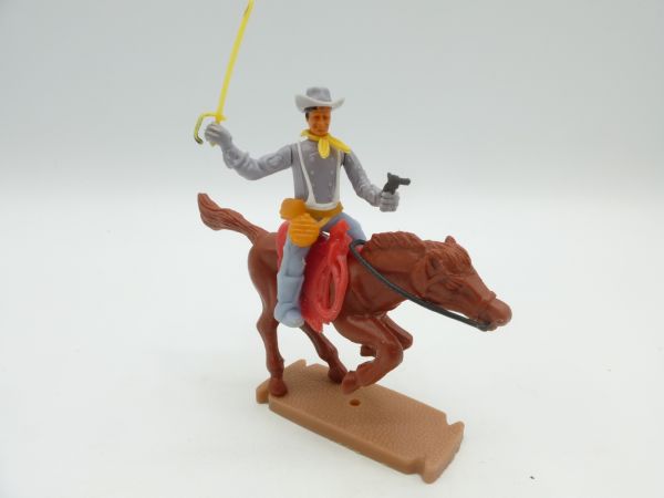 Plasty Confederate Army soldier riding, officer with sabre + pistol