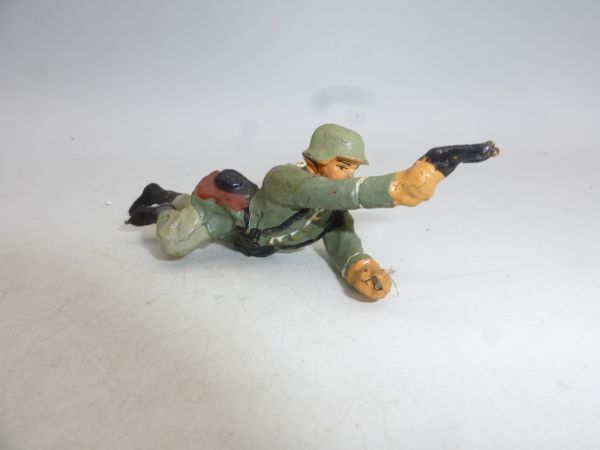 Elastolin Composition Soldier lying shooting with pistol