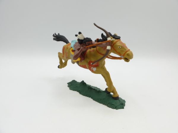Elastolin 7 cm (beschädigt) Indianer seitlich am Pferd mit Bogen - Bogensehne mit Haarriss
