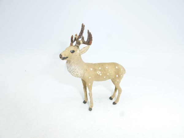 Stag standing, height approx. 7 cm - 1 antler somewhat loose