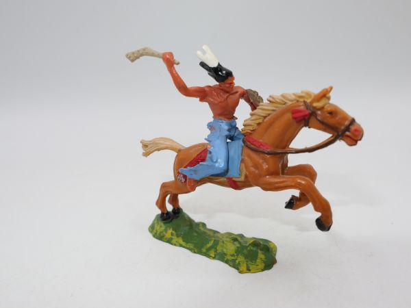 Elastolin 4 cm Indian on horseback with club, No. 6852