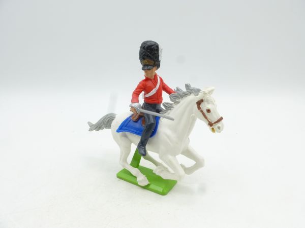 Britains Deetail Waterloo Soldier riding, red uniform, sabre sideways