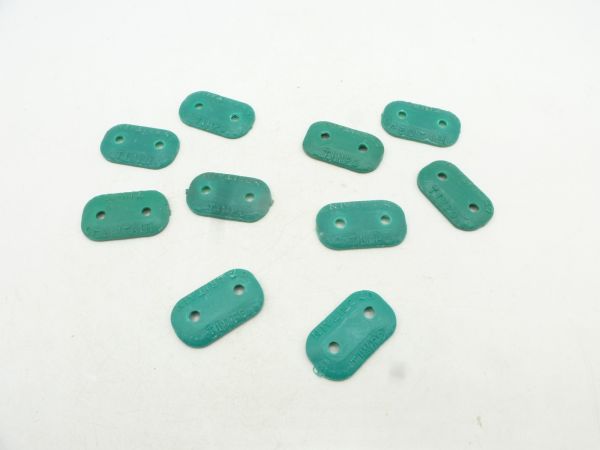 Timpo Toys 10 two-hole base plates for foot figures, green