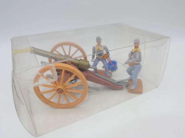 Timpo Toys Civil War cannon with southerners (cannon, 2 soldiers, cannonballs)