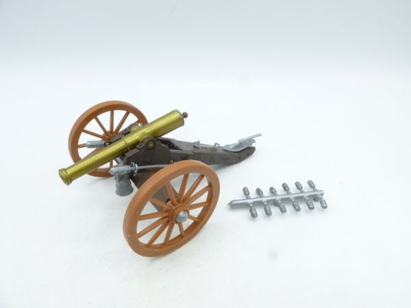 Timpo Toys Bürgerkriegskanone mit Kanonenkugeln am Gussast