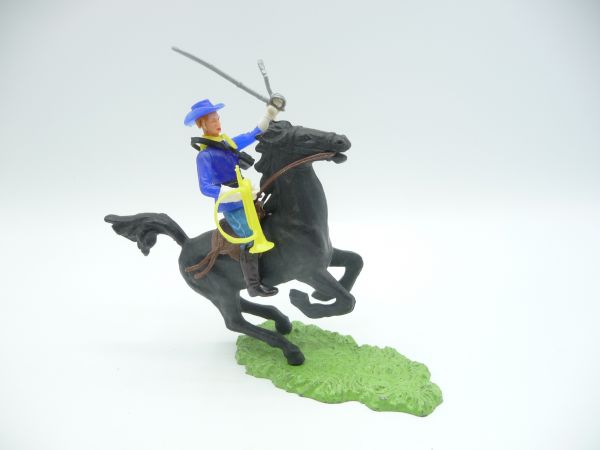 Elastolin 7 cm Union Army Soldier riding with sabre + trumpet