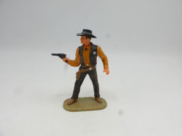 Elastolin 7 cm Sheriff with pistol, No. 6985, black/orange
