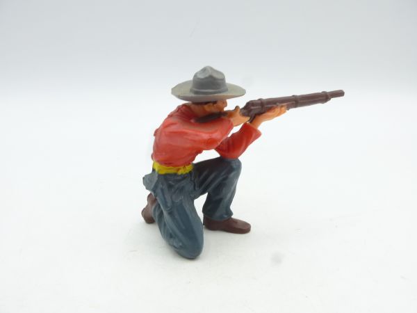 Elastolin 7 cm Cowboy kneeling shooting, No. 6964, red
