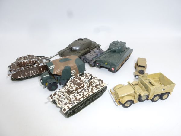 8 vehicles, assembled + painted by Roco, Roskopf + others