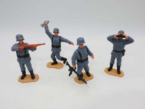Timpo Toys Group of German soldiers (4 figures), removable steel helmet