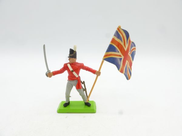 Britains Deetail Waterloo: Engländer stehend mit Fahne + Säbel