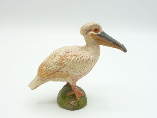 Elastolin Composition Pelican - great early figure, beautiful painting, cracks see photos