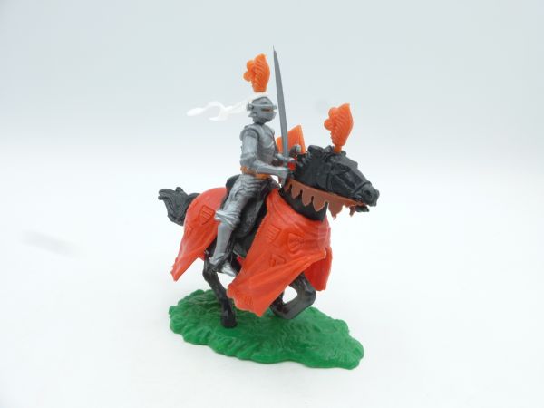Elastolin 5,4 cm Knight riding with sword + shield (red/orange accessories)