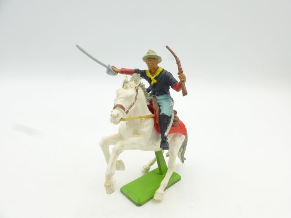 Britains Deetail Soldier 7th Cavalry riding, attacking with sabre + rifle