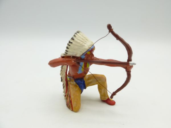 Elastolin 7 cm Indian kneeling with bow, No. 6830, painting 2 - top condition