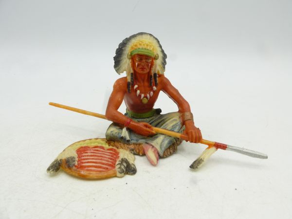 Elastolin 7 cm Chief sitting with lance, No. 6838, painting 2a