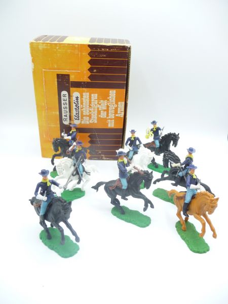 Elastolin 5,4 cm Bulk box with 8 riding Union Army soldiers - figures + box very good condition