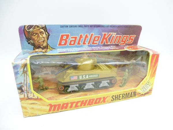 Matchbox Battle Kings: Sherman Tank, No. K-101 - orig. packaging, incl. figures