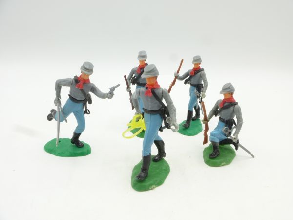 Elastolin 5,4 cm Nice set of Confederate Army soldiers on foot (5 figures)