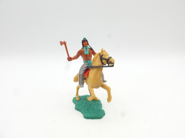 Timpo Toys Indian 2nd version on horseback with tomahawk