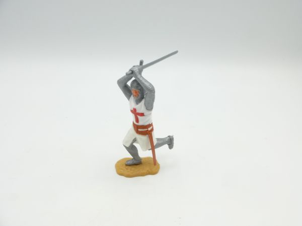 Timpo Toys Kreuzritter 2. Version laufend, Schwert beidhändig über Kopf