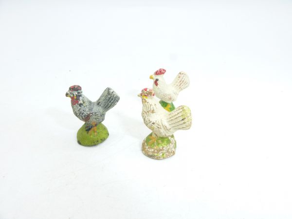 Elastolin Masse Gruppe Hühner (3 Figuren) - bespielt