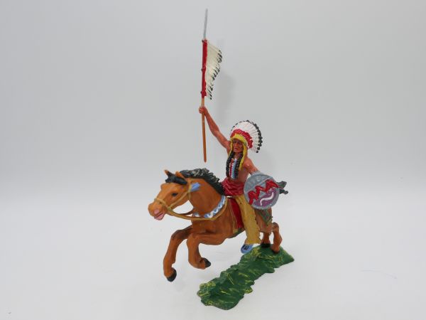 Elastolin 7 cm Häuptling zu Pferd mit Lanze, Nr. 6854