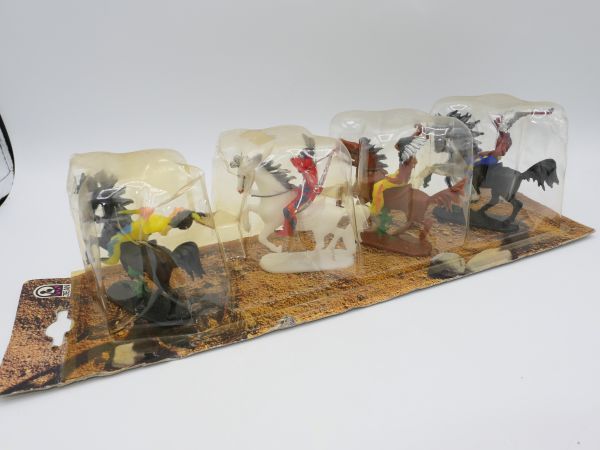 W. Germany / Jean Rare blister pack with 4 Wild West horsemen