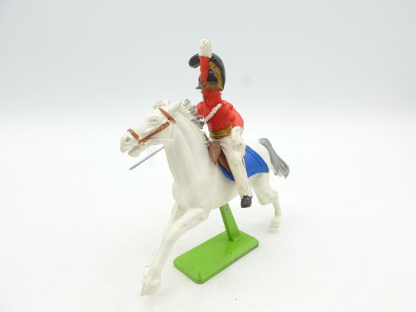 Britains Deetail Waterloo soldier on horseback, holding sabre sideways