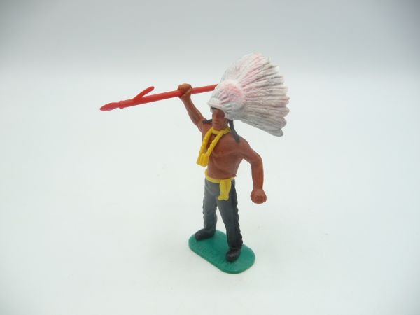 Timpo Toys Chief standing, throwing (thick) red spear