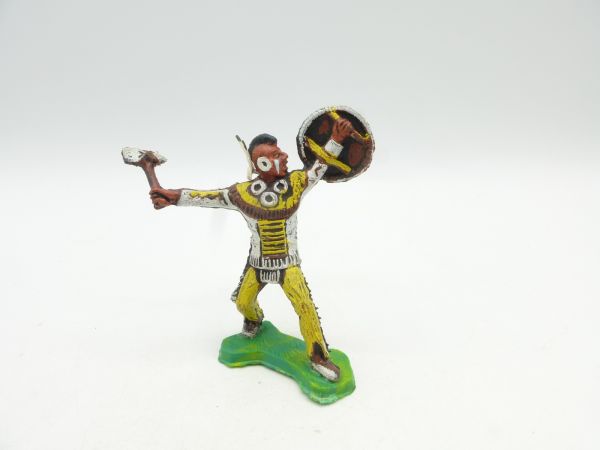 Chromoplast Iroquois standing with shield, lunging with tomahawk