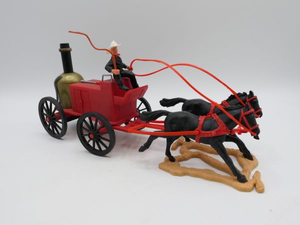 Timpo Toys Feuerwehrkutsche, schwarze Pferde - Top-Zustand