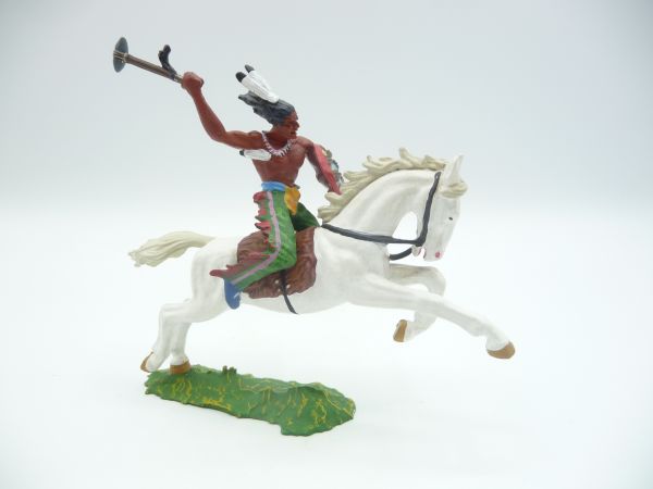 Preiser 7 cm Indianer zu Pferd mit Steinbeil, Nr. 6852 - ladenneu