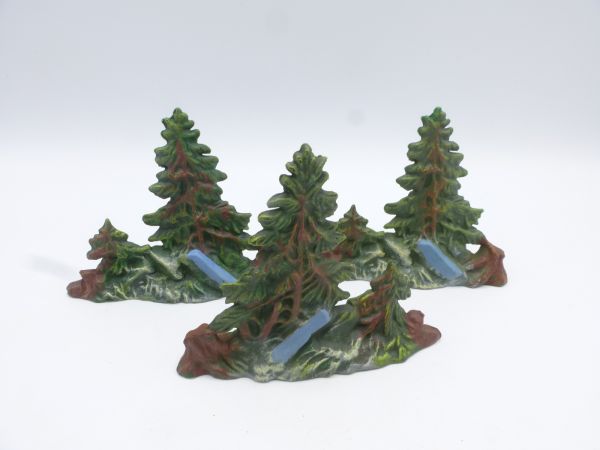 Elastolin 7 cm 3 small groups of fir trees - very good condition