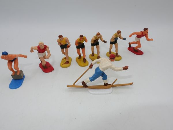 Elastolin 4 cm (damaged) Set of sportsmen (8 figures) - see photos for damage