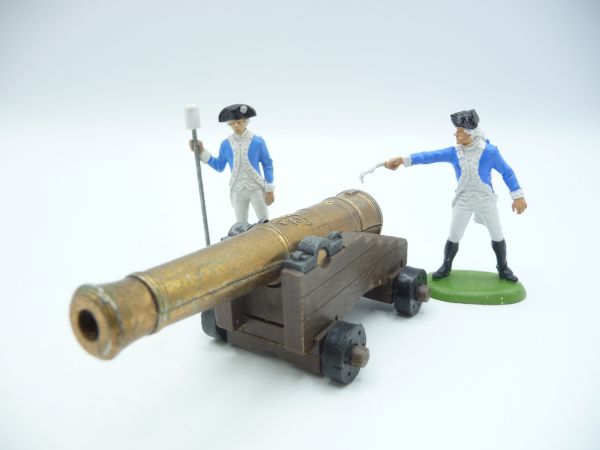 Britains Swoppets Fortress gun with 2 soldiers - used, very good condition