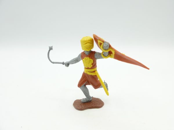Timpo Toys Medieval knight brown/yellow, walking with flail