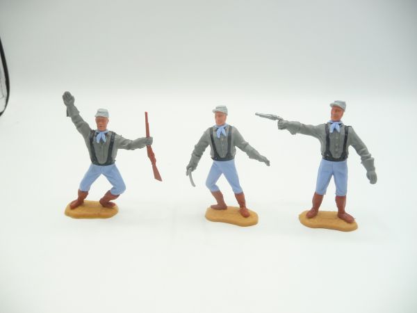 Timpo Toys 3 Confederate Army soldiers with black braces