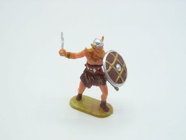 Elastolin 4 cm Viking with sword repelling, No. 8506, brown tunic