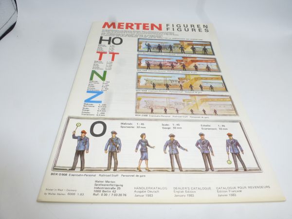 Merten Katalog (DIN A4) 1983 mit farbigen Abbildungen der H0, TT, N, Z Figuren