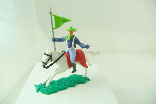 Timpo Toys Union Army soldier with neon green 7th Cavalry flag