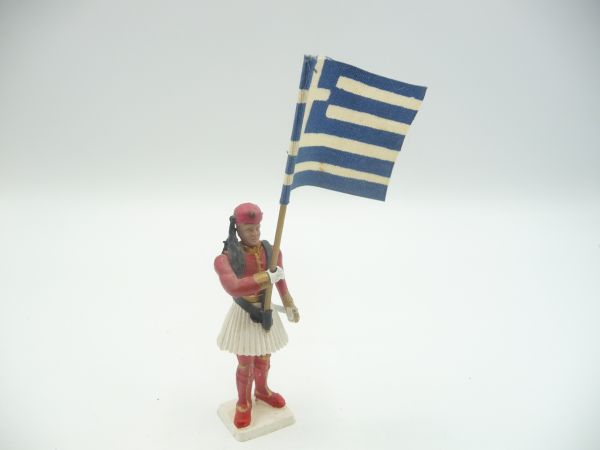 Aohna Soldier standing with Greek flag