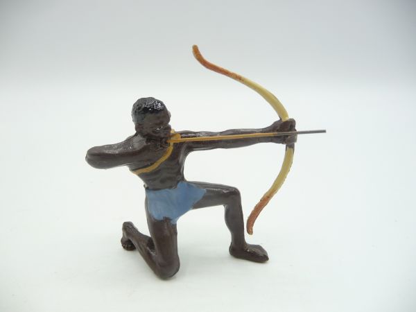 Elastolin 7 cm Afrikanische Großwildjagd: Afrikaner kniend mit Bogen - tolle Figur