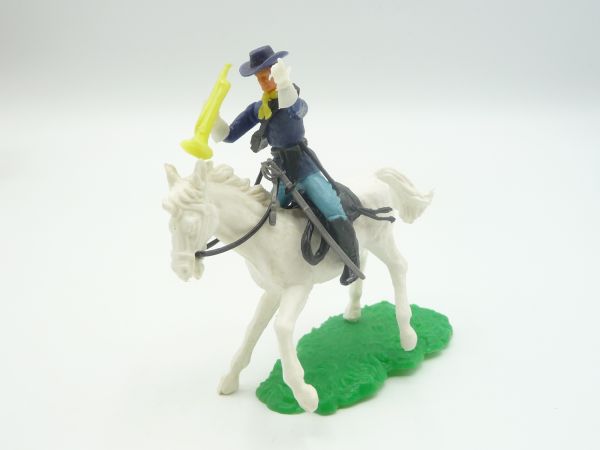 Elastolin 5,4 cm Union Army soldier riding with trumpet + sabre - rare horse
