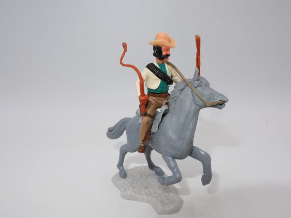 Timpo Toys Cowboy reitend mit Peitsche + Gewehr