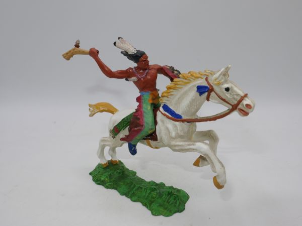 Elastolin 7 cm Indian on horseback with club, No. 6852