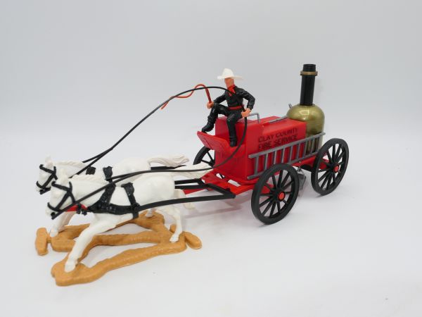 Timpo Toys Feuerwehrkutsche, weiße Pferde - Top-Zustand
