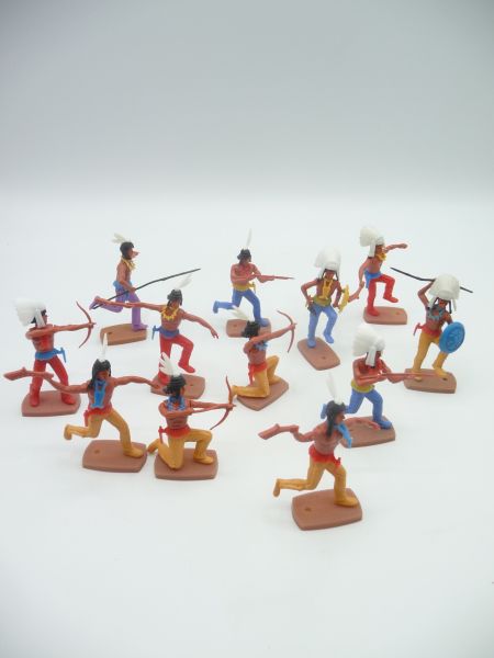 Plasty 12 Indianer stehend / laufend mit Waffen