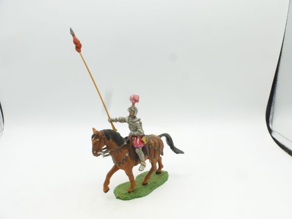 Elastolin 7 cm Lancer on pacing horse, No. 9087