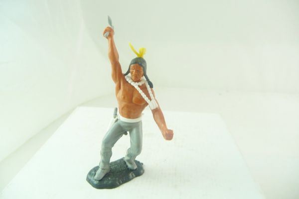 Timpo Toys Indian 3rd version standing, striking with tomahawk